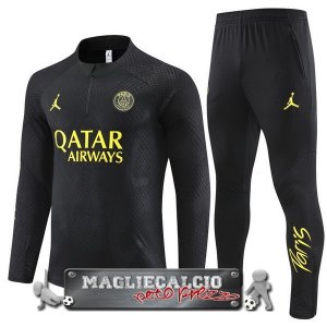 Paris Saint Germain Set Completo Bambino Giocatori Nero I Giallo Felpa Da Allenamento 2022-23