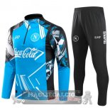 Set Completo Sudadera Formazione Bambino Napoli 2024 2025 Blu III Nero
