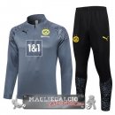 Borussia Dortmund Insieme Completo Grigio Luce Nero Felpa Da Allenamento 2023-24