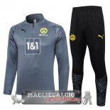 Borussia Dortmund Insieme Completo Grigio Luce Nero Felpa Da Allenamento 2023-24