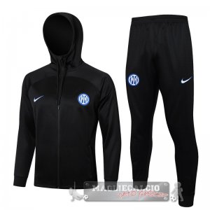 Set Completo Felpa Cappuccio Bambino Inter Milán 2024 2025 Nero