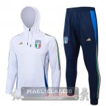 Set Completo Felpa Cappuccio Bambino Italia 2024 Bianco
