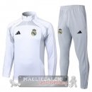 Set Completo Felpa Allenamento Formazione Bambino Real Madrid 2025 2026 Bianco Grigio