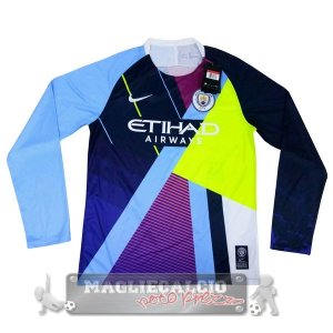 Edizione Commemorativa Manica Lunga Maglia Calcio Manchester City 2019-20