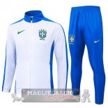 Set Completo Ropa Deportiva Con Cremallera Larga Brasilee 2024 Bianco Blu