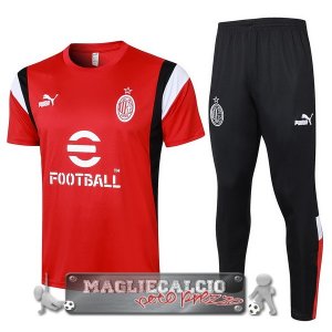 AC Milan Formazione Set Completo Maglia Calcio 2023-24 Rosso I Nero Bianco