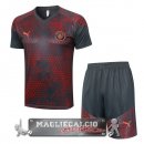 Manchester City Formazione Set Completo Maglia Calcio 2023-2024 Rosso Grigio