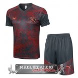 Manchester City Formazione Set Completo Maglia Calcio 2023-2024 Rosso Grigio