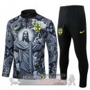 Set Completo Sudadera Formazione Brasilee 2024 Gris I Nero