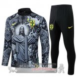 Set Completo Sudadera Formazione Brasilee 2024 Gris I Nero