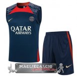 Formazione Senza Maniche Set Completo Paris Saint Germain 2023-24 Blu Rosso Purpureo