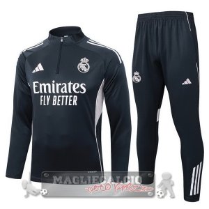 Set Completo Felpa Allenamento Formazione Bambino Real Madrid 2025 2026 Grigio Navy