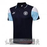 Manchester City Nero Bianco Blu Maglia POLO 2021-22