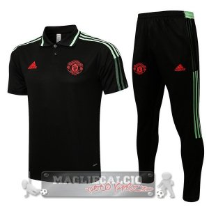Manchester United nero Verde Maglia Set Completo POLO 2021-22