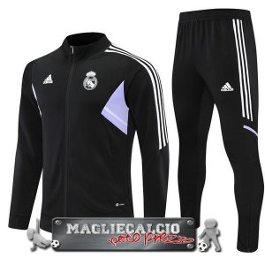 Real Madrid Set Completo Bambino Nero II Purpureo Giacca Lunga Zip 2022-23