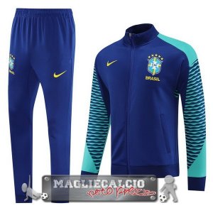 Brasile Set Completo Blu Verde Giacca Lunga Zip 2023