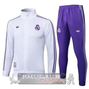 Set Completo Lunga Zip Giacca Bambino Real Madrid 2025 2026 Bianco Purpureo