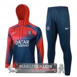 Giacca Felpa Cappuccio Set Completo Paris Saint Germain 2023-24 Rosso Blu