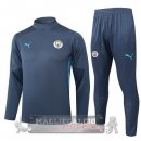 Set Completo Felpa Allenamento Formazione Manchester City 2024 2025 Grigio Blu
