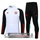 Manchester United Insieme Completo Bianco Nero Rosso Giacca Lunga Zip 2023-24