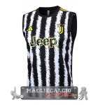 Juventus Formazione Senza Maniche Maglia Calcio 2023-24 Bianco Nero Giallo