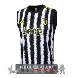 Juventus Formazione Senza Maniche Maglia Calcio 2023-24 Bianco Nero Giallo