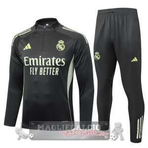 Set Completo Felpa Allenamento Formazione Bambino Real Madrid 2025 2026 Grigio Verde