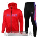 Paris Saint Germain Insieme Completo rosso I nero purpureo Giacca Felpa Cappuccio 2021-22