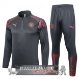 Manchester City Insieme Completo Grigio Rosso Felpa Da Allenamento 2023-24