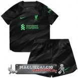 Liverpool Set Completo Bambino Maglia Calcio Portiere 2023-24 Nero