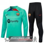 Barcelona Insieme Completo Verde Blu Bambino Giacca 2023-24 Verde Nero