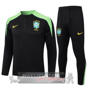 Set Completo Sudadera Formazione Brasilee 2024 Nero Verde