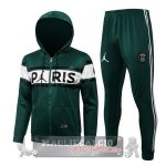 Paris Saint Germain Insieme Completo Verde bianco Giacca Felpa Cappuccio 2021-22 Paris Saint Germain Insieme Completo Verde bianco Giacca Felpa Cappuccio 2021-22