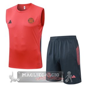 Set Completo Formazione Senza Maniche Maglia Bayern Monaco 2025 2026 Rosso Grigio