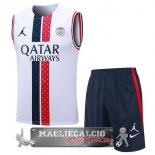 Paris Saint Germain Formazione Senza Maniche Set Completo Maglia Calcio 2023-24 Bianco Rosso Blu