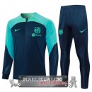 Set Completo Ropa Deportiva Con Cremallera Larga Bambino Barcelona 2023-24 Blu Navy Verde