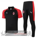 AC Milan Set Completo Nero Rosso Maglia POLO 2020-21