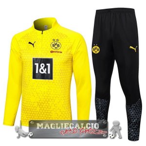 Borussia Dortmund Insieme Completo Grigio Luce Nero Felpa Da Allenamento 2023-24