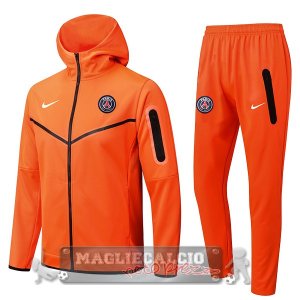 Paris Saint Germain Insieme Completo Arancione Giacca Felpa Cappuccio 2022-23