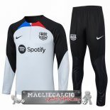 Felpa Da Allenamento Set Completo Barcelona 2023-24 Grigio Nero