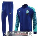 Brasile Set Completo Blu Verde Giacca Lunga Zip 2023