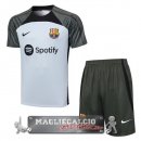 Barcelona Formazione Senza Maniche Set Completo Maglia Calcio 2023-24 Grigio Luce Verde