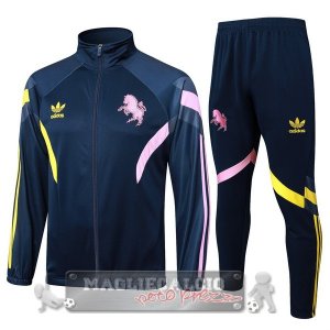 Set Completo Ropa Deportiva Con Cremallera Larga Juventus 2024 2025 Blu Marino I Rosa