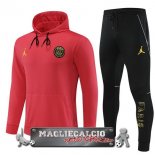 Paris Saint Germain Insieme Completo Rosso I Nero Giacca Felpa Cappuccio 2023-24
