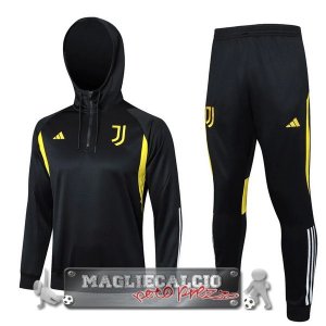 Juventus Insieme Completo Nero Bianco Giallo Giacca Felpa Cappuccio 2023-24