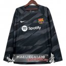 Thailandia Manica Lunga Maglia Calcio Portero Barcellona 2023-24 Nero