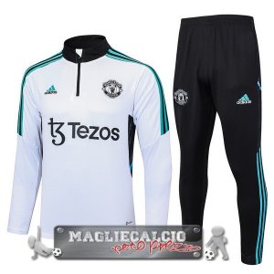 Manchester United Insieme Completo Bianco Verde Nero Felpa Da Allenamento 2023-24