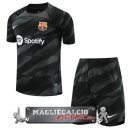 Barcelona Set Completo Bambino Maglia Calcio Portiere 2023-2024 Nero
