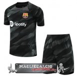 Barcelona Set Completo Bambino Maglia Calcio Portiere 2023-2024 Nero