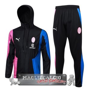 Set Completo Giacca a vento AC Milan 2023-24 Nero Rosa Blu